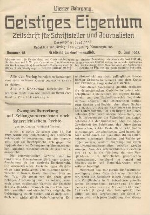 Nummer 18 (15. Juni 1908)
