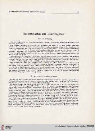 Eintrittskarten und Eintrittsgelder