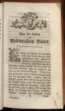 Von der Lesung der Philosophischen Bücher.