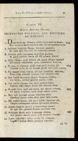 Caput VI. Marci Antonii Mureti Institutio Puerilis, Seu Disticha De Moribus