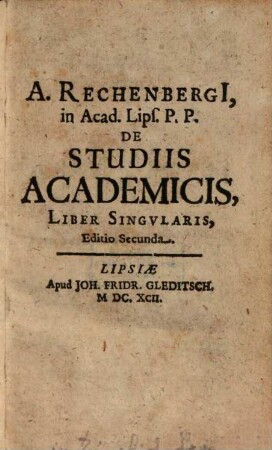 De studiis Academicis liber singularis