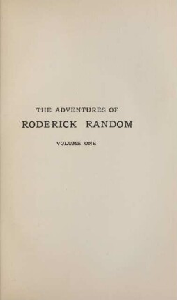 The adventures of Roderick Random. Volume one