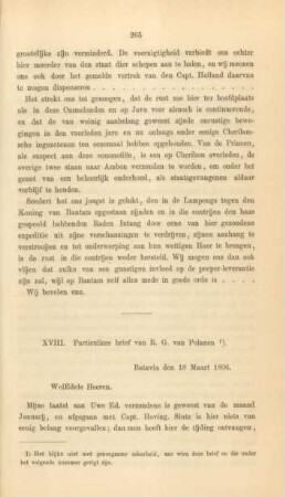 XVIII. Particuliere van R.G. van Polanen ... 18 Maart 1806