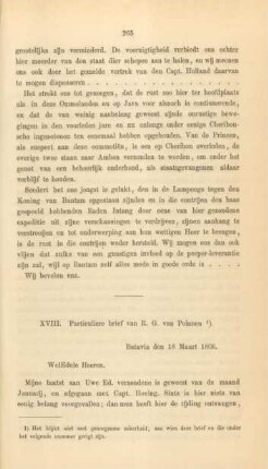XVIII. Particuliere van R.G. van Polanen ... 18 Maart 1806