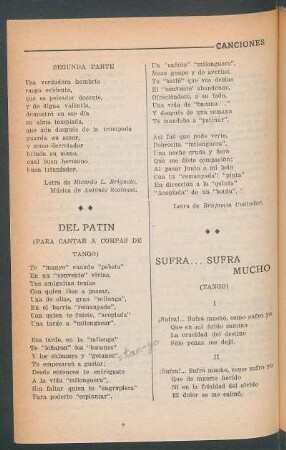 Del patin : (Para cantar a compás de tango)