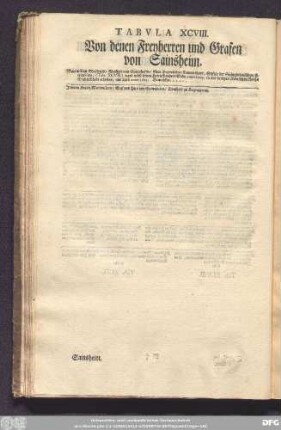 Tabula XCVIII. Von denen Freyherren und Grafen von Sainsheim.