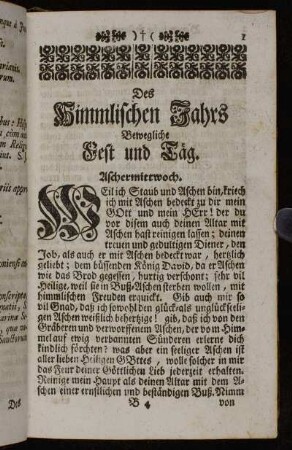 Des Himmlischen Jahrs Bewegliche Fest und Täg.
