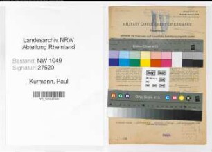 Entnazifizierung Paul Kurmann , geb. 04.04.1914 (Lokfuehrer)