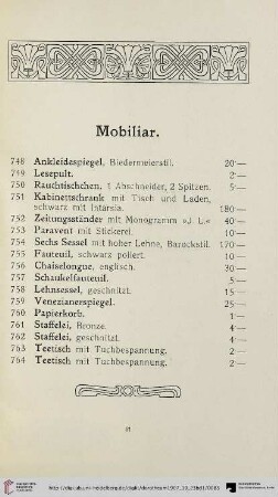 Mobiliar (Nr. 748-764)