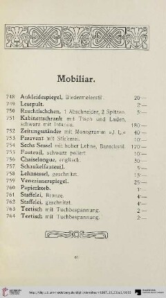 Mobiliar (Nr. 748-764)