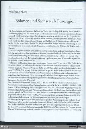 Böhmen und Sachsen als Euroregion