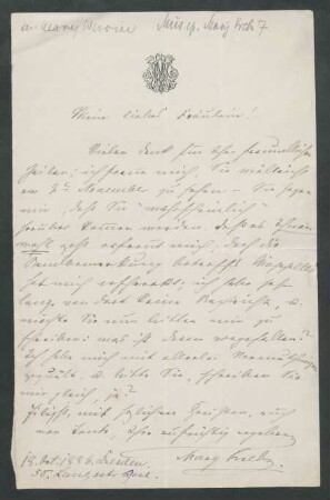 Brief an Mary Wurm : 18.10.1886