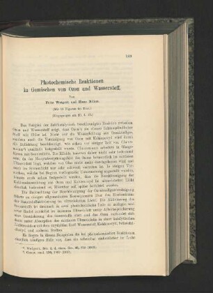 Photochemische Reaktionen in Gemischen von Ozon und Wasserstoff.