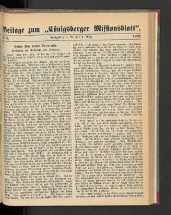 Beilage zum "Königsberger Missionsblatt". No 3. 1899.