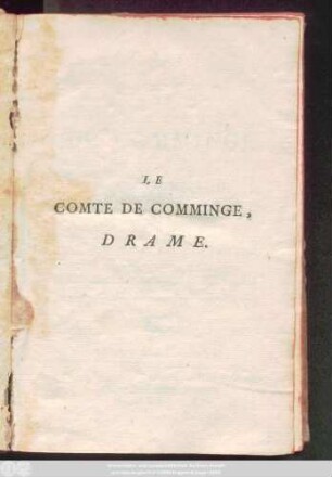 Les Amans Malheureux, Ou Le Comte De Comminge : Drame