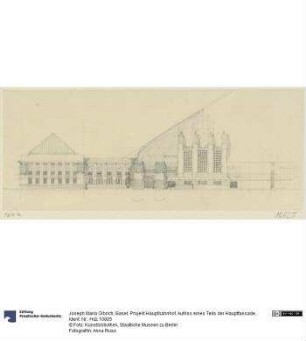 Basel, Projekt Hauptbahnhof, Aufriss eines Teils der Hauptfassade