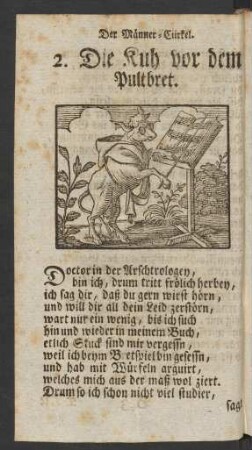 [Die Kuh vor dem Pultbret.]