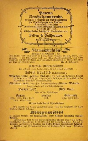 Zeitschrift des Landwirthschaftlichen Vereins in Bayern : zugl. Organ d. Agrikultur-Chemischen Versuchsstationen Bayerns. 75 = N.F., Bd. 19. 1885, b