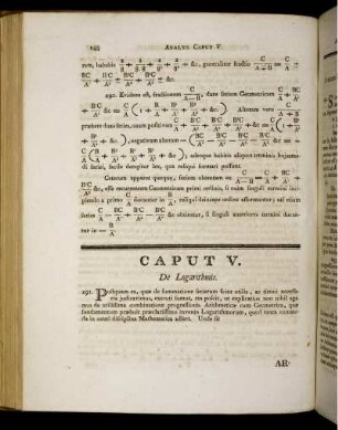 Caput V. - VI. De Logarithmis, de resolutione Æquationum.