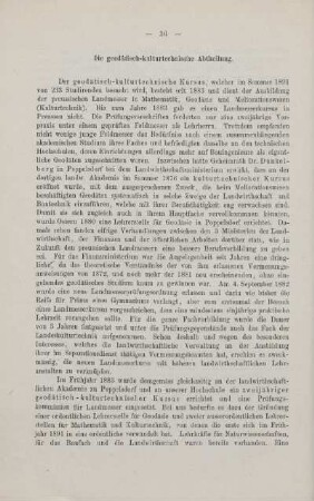 Die geodätisch-kulturtechnische Abtheilung