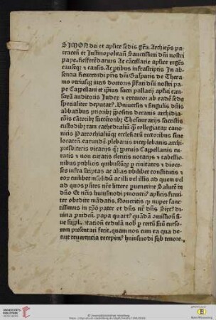 SJMON dei et ap[osto]lic[a]e sedis gr[ati]a. Archiep[iscopu]s patracen[sis] et Justinopolitan[is] Sanctissimi d[omi]ni nostri Pap[a]e. Reffere[n]darius Ac ...