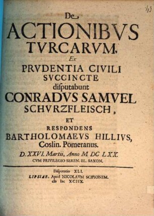 Disp. de actionibus Turcarum