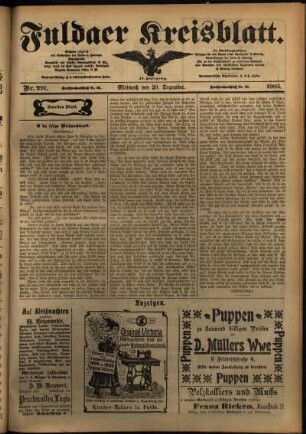 Zweite Ausgabe vom Mittwoch, den 20. Dezember 1905.