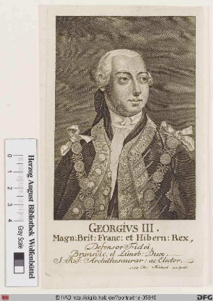 Bildnis Georg III. (Wilhelm Friedrich) (George William Frederick), König von Großbritannien u. Irland, Kurfürst (1815 König) von Hannover (reg. 1760-1820)