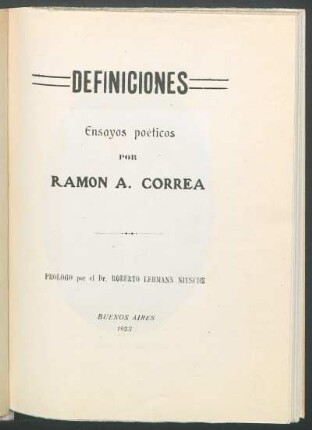 Definiciones : ensayos poeticos