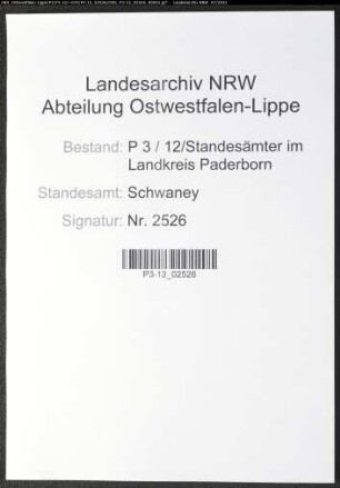 Sterberegister Standesamt Schwaney