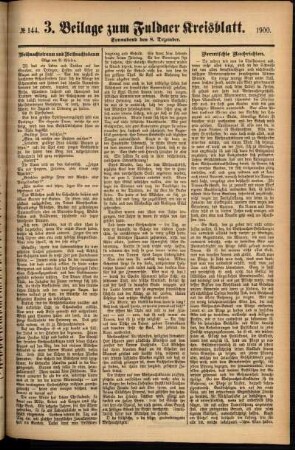 Vierte Ausgabe vom Samstag, den 08. Dezember 1900.