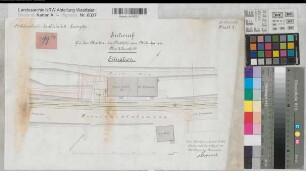 Erndtebrück (Erndtebrück) Wohnhaus des August Frettlöh an der Bahnlinie Hilchenbach - Erndtebrück - Laasphe Lageplan 1887 1 : 400 30 x 48 Zeichnung KSA Nr. 1404c