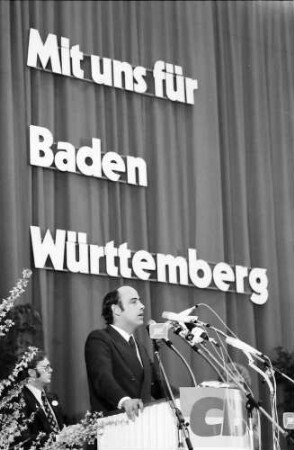 Freiburg: Stadthalle, Wahlkundgebung zur Landtagswahl Baden-Württemberg, Rede: Reddemann