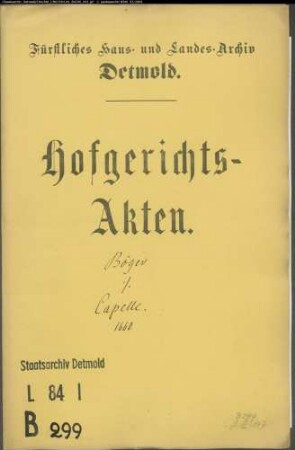 Böger, J. H., Dr. gegen Simon Hermann Capelle, Amtmann zu Detmold - Schuldforderung