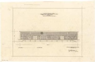 Gsaenger, Gustav; München, Schenkendorfstr.; Raab-Karcher GmbH - Neuanlage, Treibgashalle, Ost- u. Westseite, Tektur zum Tekturplan vom 12. Juni 1941 (Ansicht)
