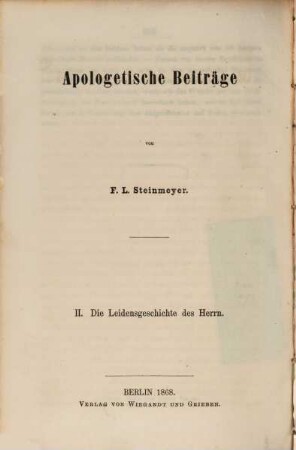 Apologetische Beiträge, II