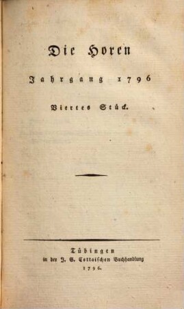 Die Horen : eine Monatsschrift. 6, 6 = Jg. 2, Stück 4/6. 1796