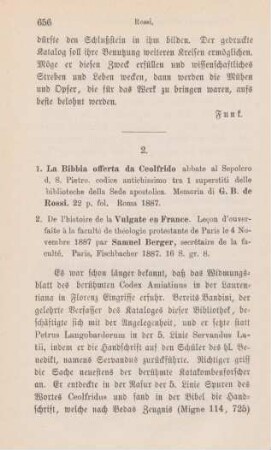 656-658 [Rezension] La bibbia offerta da Ceolfrido Abbate al Sepolcro di S. Pietro codice antichissimo tra i superstiti delle Biblioteche della Sede Apostolica