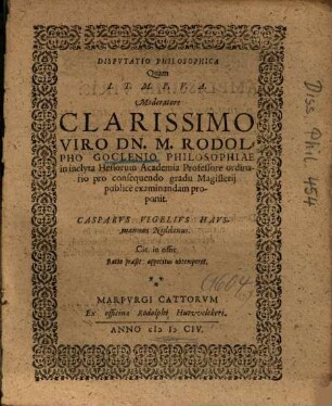 Dispvtatio Philosophica