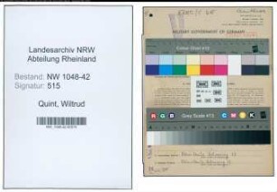 Entnazifizierung Wiltrud Quint , geb. 03.07.1903 (Schriftstellerin)