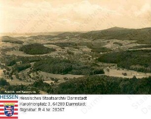 Neunkirchen im Odenwald, Ausblick vom Kaiserturm nach Gadernheim, Melibokus (Malchen) und Felsberg