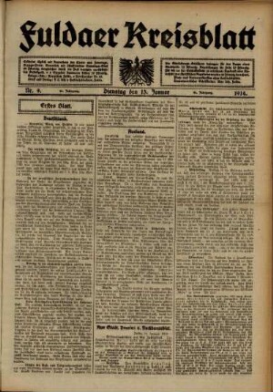 Erste Ausgabe vom Dienstag, den 13. Januar 1914.