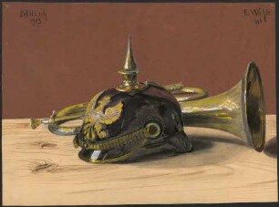 Pickelhelm und Trompete