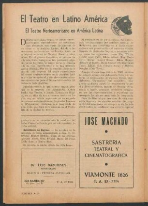 El teatro en latino américa : El teatro norteamericano en américa latina