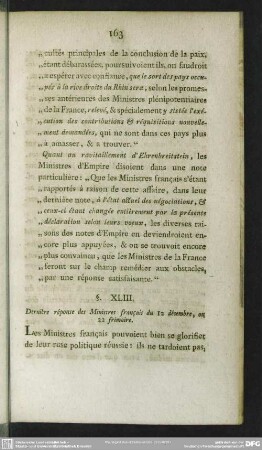 §. XLIII. Dernière réponse des Ministres français du 12 décembre, ou 22 frimaire