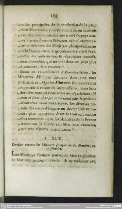 §. XLIII. Dernière réponse des Ministres français du 12 décembre, ou 22 frimaire