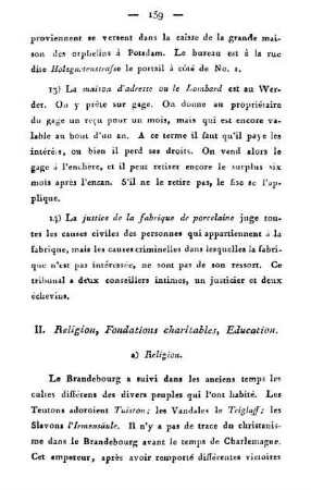 II. Religion, fondations charitables, education