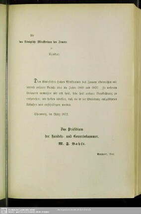 An das Königliche Ministerium des Innern in Dresden