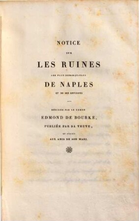 Notice sur les ruines le plus remarquables de Naples et de ses environs