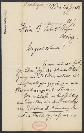 Brief an B. Schott's Söhne : 26.01.1886